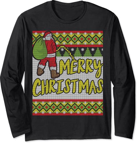 santa claus pissing in the snow funny ugly christmas sweater manche longue amazon fr mode