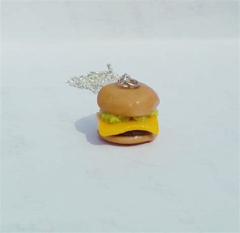 Cheeseburger Necklace And Charm Handmade By Claymazingjewelry Polymer