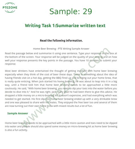 Pte Summarize Written Text Task