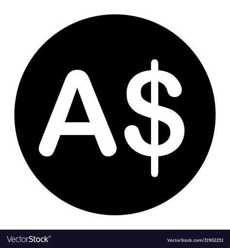 Aud Australian Dollar Currency Symbol Black Vector Image