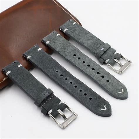 Suede Leather Watch Strap 18mm 20mm 22mm 24mm Watch Band Grey Etsy