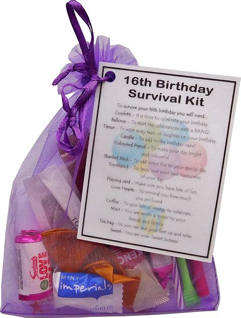 Smile Ts Uk 16th Birthday T Novelty Survival Kit For A Sweet