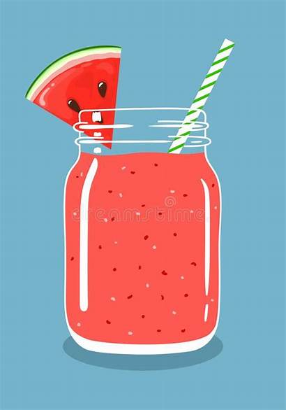 Smoothie Watermelon Slive Watermeloen Slice Illustratie Getrokken