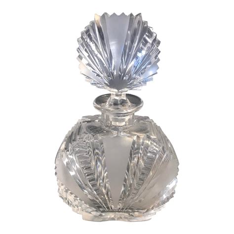 Art Deco Crystal Perfume Bottle Clear And Frosted Glass