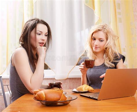 Two Girls Drinking Tea Stock Image Image Of Friends 18609837