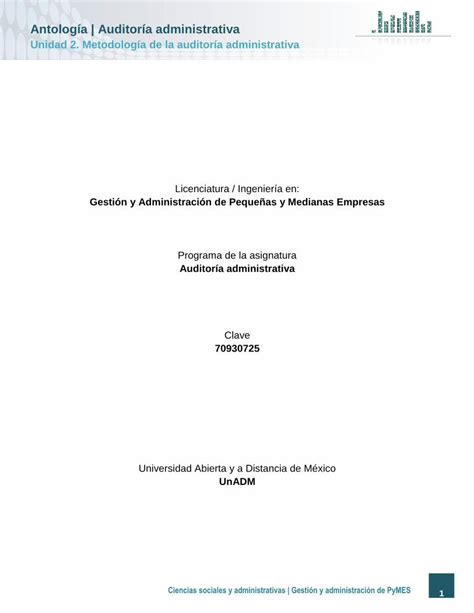 Pdf Unidad Metodologia De La Auditoria Administrativa Dokumen Tips
