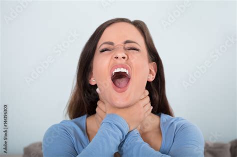 Woman Choking Can T Breath Buy This Stock Photo And Explore Similar