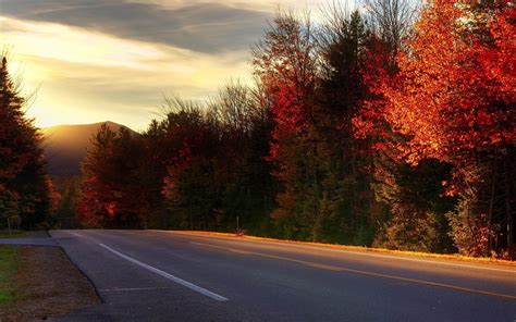 Estrada No Papel De Parede New Hampshire Autumn Landscape Visualização