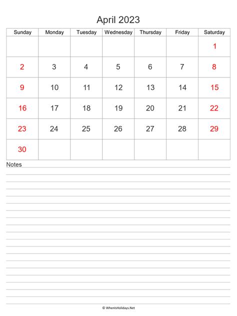 April 2023 Calendars Printable Whenisholidaysnet