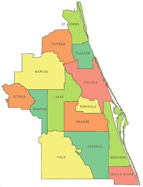 Central Florida County Map United States Map