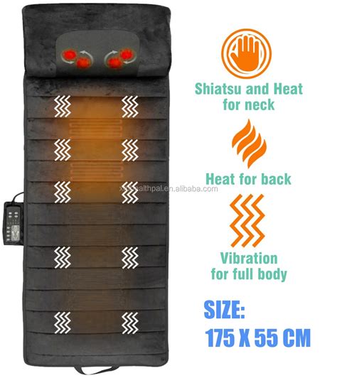 Portable Electronic Thermal Full Body Shiatsu Rolling Vibrating Massage Mat Mattress With Heat
