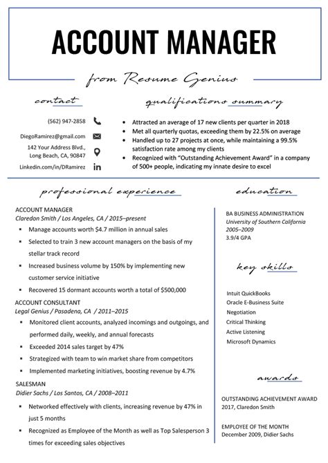 Accounts receivable resume writing tips: Accounts Manager Resume | TemplateDose.com