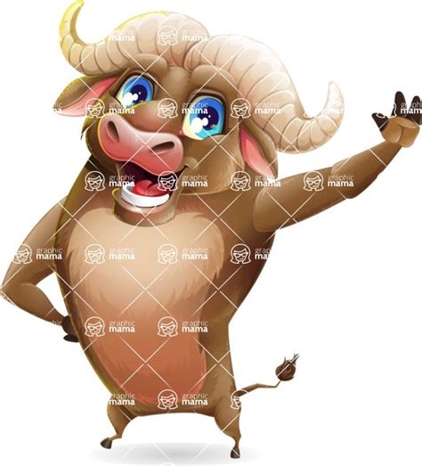 funny buffalo cartoon character 100 poses set waving graphicmama