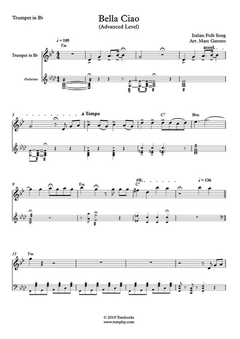 E seppellire lassù in montagna oh bella ciao, bella ciao, bella ciao, ciao, ciao. Partition Trompette La Casa de Papel - Bella Ciao (niveau ...