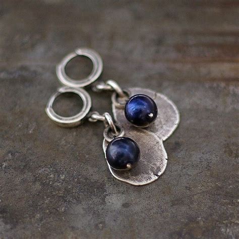 Get 15 Off Raw Silver With Deep Navy Blue Pearl Earrings Etsy