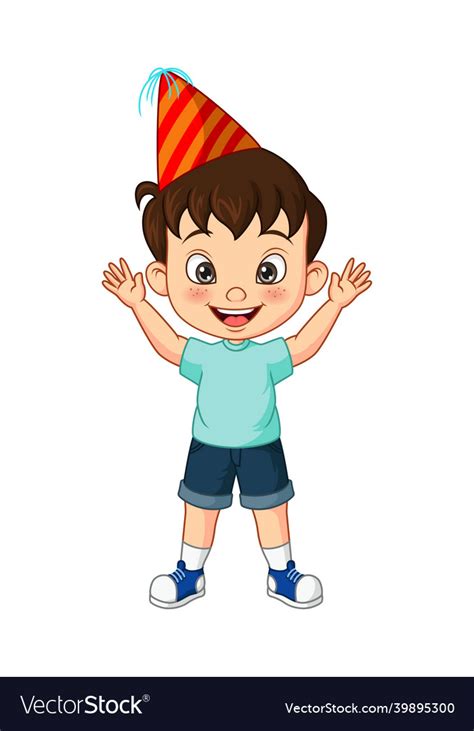 Happy Little Boy Wearing A Party Hat Royalty Free Vector