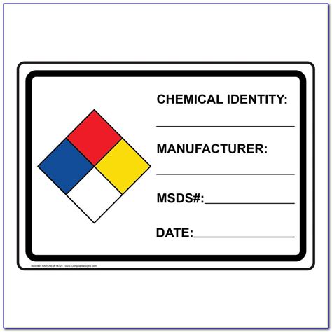 Nfpa Label Template Word Pathology Outlines Chemical Hygiene