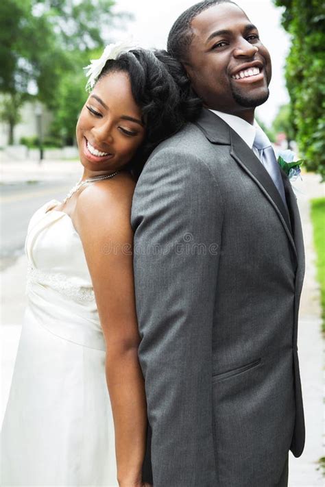 African American Bride And Groom Stock Image Image Of Smiling