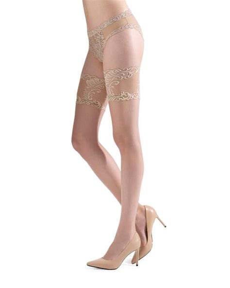 Natori Silky Sheer Lace Top Thigh Highs Stylemi