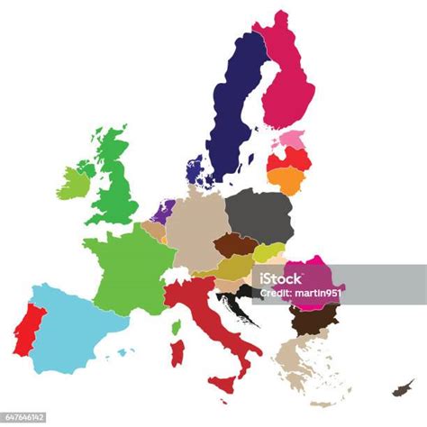 Eenvoudig Alle Landen Van De Kleur Van De Europese Unie In Één Kaart