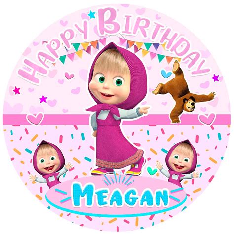 Buy Cakecery Masha And The Bear Edible Cake Topper Image Personalized Birthday Sheet Party
