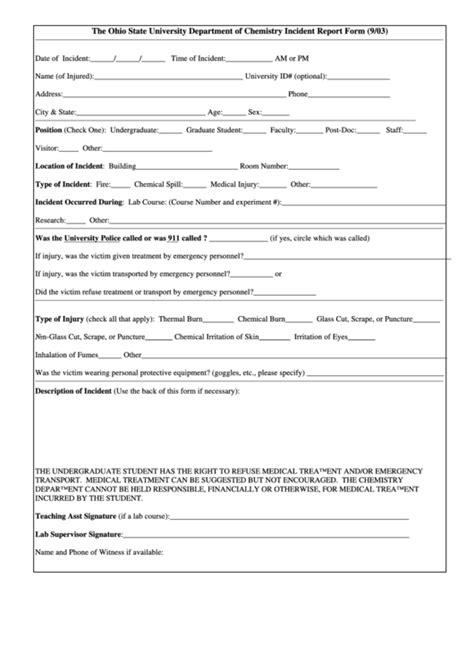 Departmental Incident Report Form The State Of Ohio