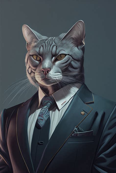 Wall Art Print Cat In Suit Europosters