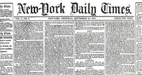 September 181851 First Publication Of The New York Daily Times