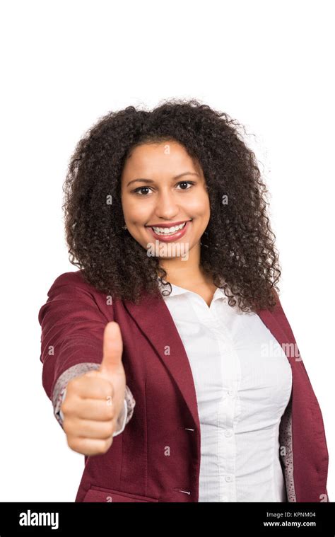 Smiling Woman Showing Thumbs Up Stock Photo Alamy