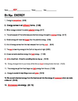 Give them two to three minutes, and have them highlight the 'key words' on the sheet with a highlighter. Bill Nye Energy Video Guide Sheet by jjms | Teachers Pay ...