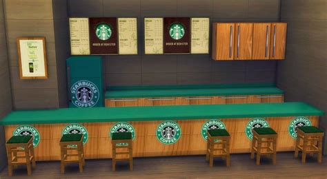 Updated Bar Added Starbucks Set By Serialsimmer Sims 4 Cc