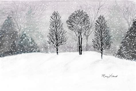 Original Watercolor Painting Art Print Snowy Winter Blizzard Etsy