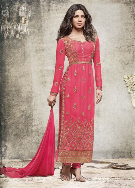 Priyanka Chopra Party Wear Suit In Pink Color
