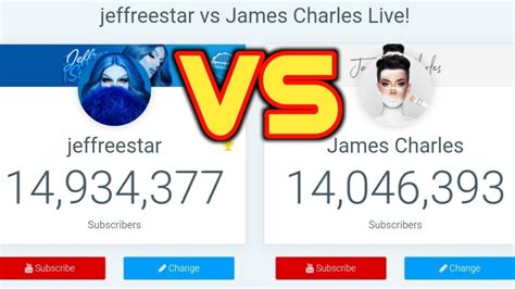 Live Subscriber Count James Charles Vs Jeffree Star Live Tati Vs