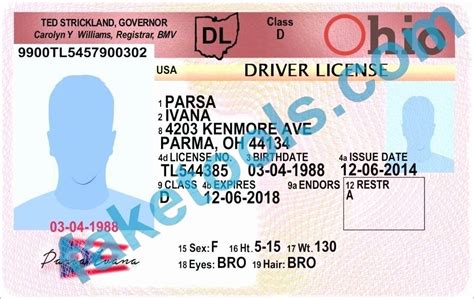 Fake Ohio Drivers License Template Motorenas