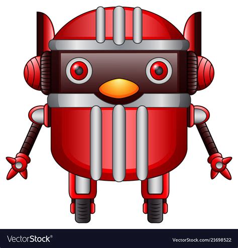 Red Robot Cartoon On Wheels Royalty Free Vector Image