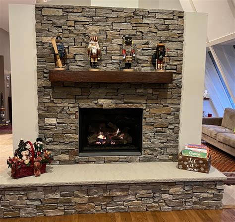 Amherst Gray Sandstone Fireplace Hearth Natural Stone One Piece