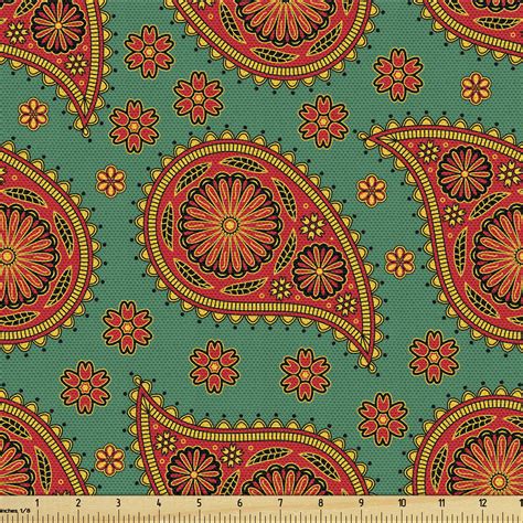 Paisley Fabric By The Yard Pattern In Eastern Style Ornament With