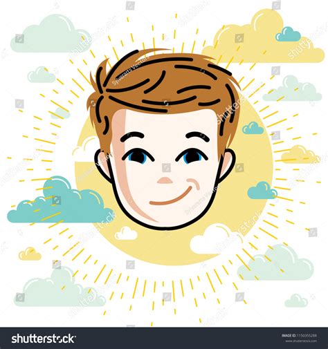 Boy Face Vector Human Head Illustration เวกเตอร์สต็อก ปลอดค่า