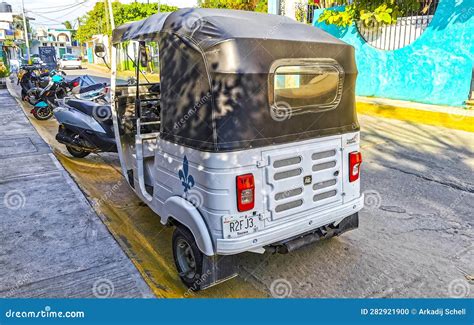 White Tuk Tuk White Tuktuks Rickshaw In Mexico Editorial Image Image