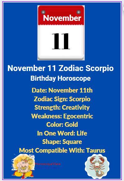 Nov 11 Zodiac Sign Scorpio November 11 Birthday Horoscope