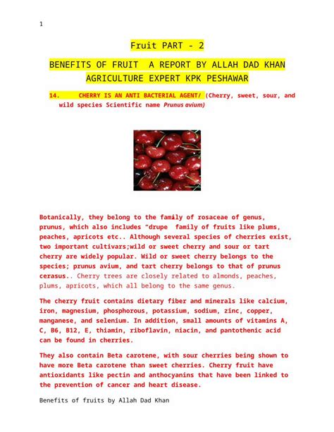 Docx Fruit Part 2 Benifits Of Fruits By Mr Allah Dad Khan Dokumentips