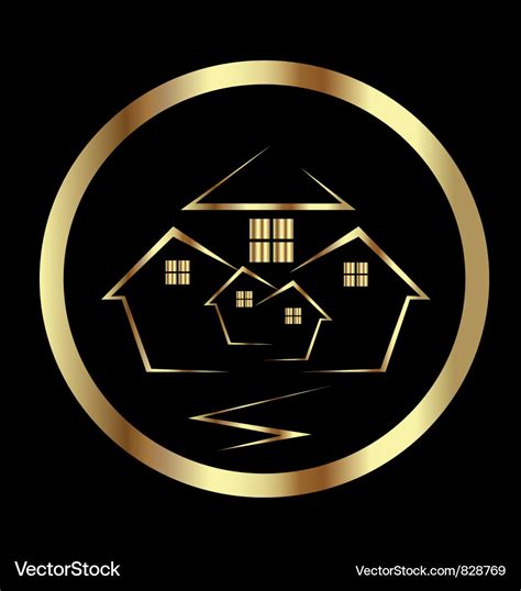 Gold Houses Icon Royalty Free Vector Image Vectorstock