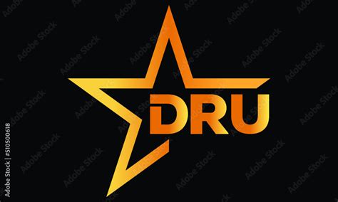 Dru Golden Luxury Star Icon Three Letter Logo Design Vector Template