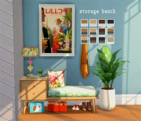 Wowee — Storage Bench More Mid Century Modern Stuff Sims 4