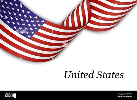 Waving Ribbon Or Banner With Flag Of United States Stock Vector Image