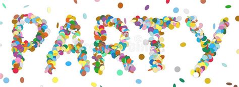 Abstract Confetti Word Party Letter Colorful Panorama Vector Stock