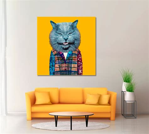 Modern Funny Art Cat In Suit In 2022 Funny Art Large Canvas Prints Art