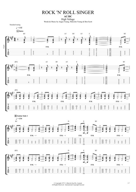 Rock N Roll Singer Tab By Acdc Guitar Pro Full Score Mysongbook