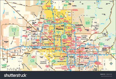 Phoenix Arizona Area Map Stock Vector 138845339 Shutterstock